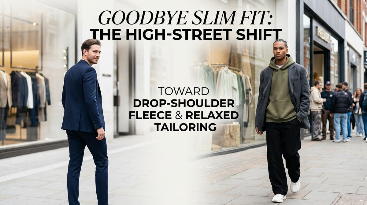Men wearing a drop-shoulder fleece pullover jacket with relaxed-tailoring urban streetwear from Naseer’s Apparel.