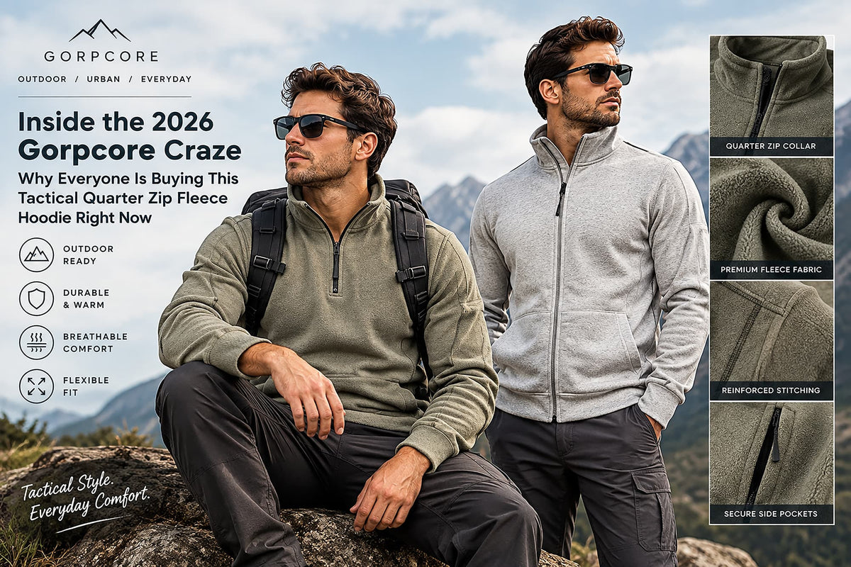 Industrial grade tactical quarter zip fleece hoodie with reinforced utility chest pockets by Naseer's Apparel