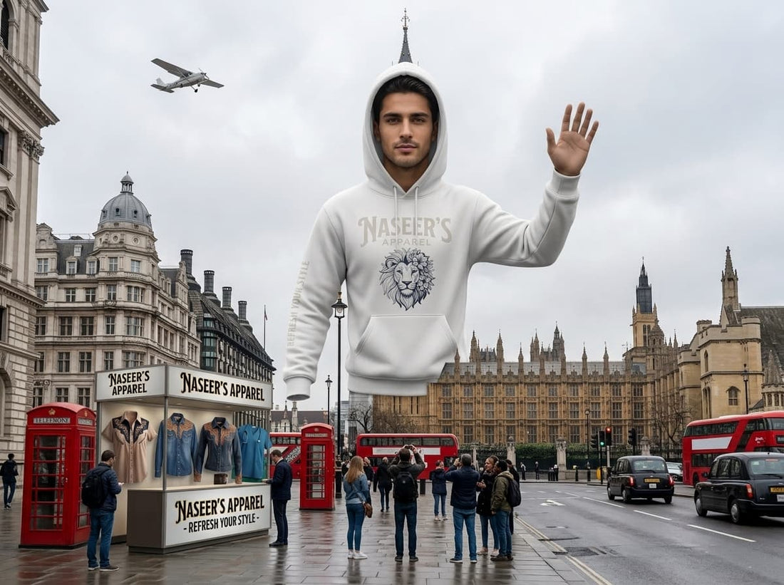 Naseer's Apparel online store showcase featuring premium activewear, women's dresses, men's wear, and medical scrubs with free worldwide shipping offer.