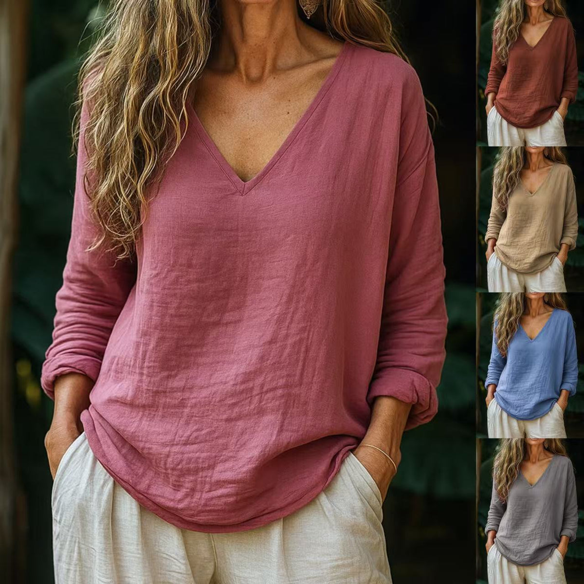 trending-2026-casual-cotton-linen-v-neck-pullover-tunic-top