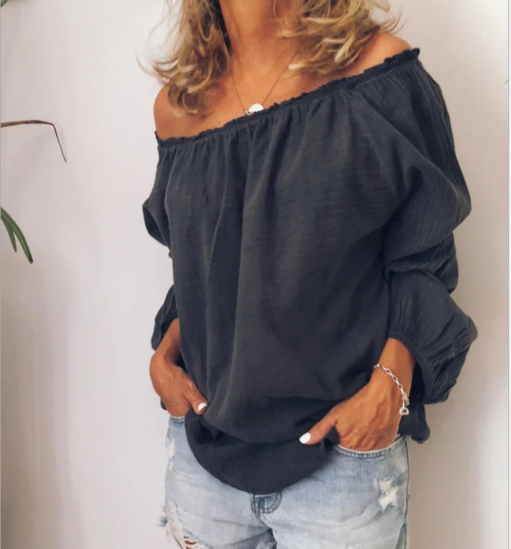 trending-2026-off-shoulder-crinkle-linen-blend-top-elastic-shirt