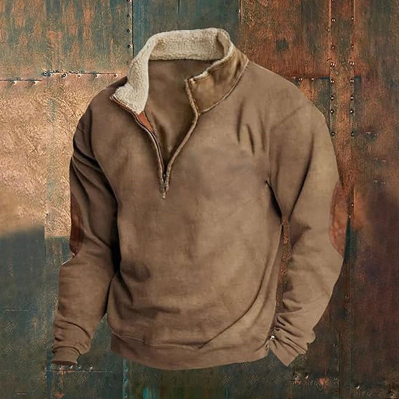 trending-2026-mens-retro-patchwork-elbow-patch-half-zip-fleece-sweatshirt