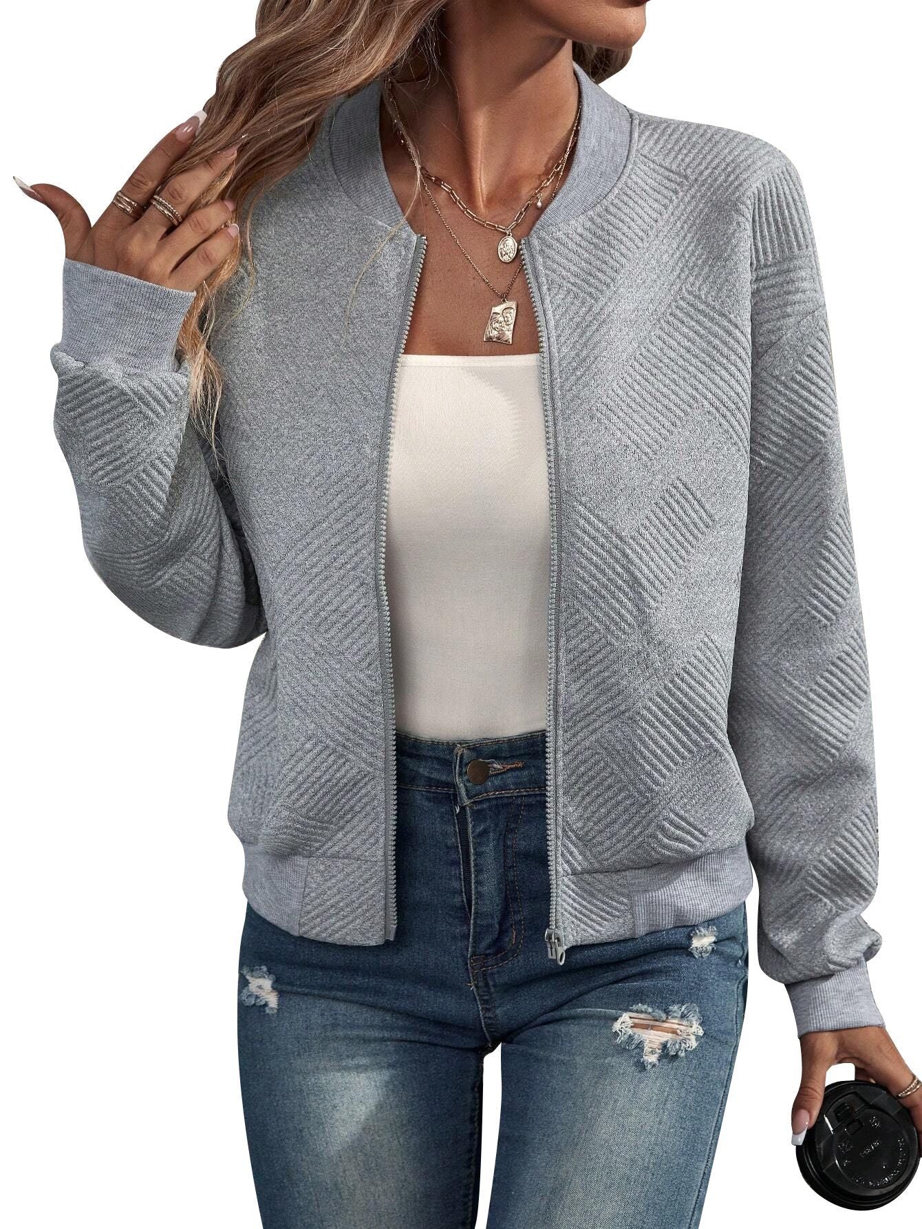 trending-2026-womens-solid-color-zip-up-baseball-collar-casual-jacket
