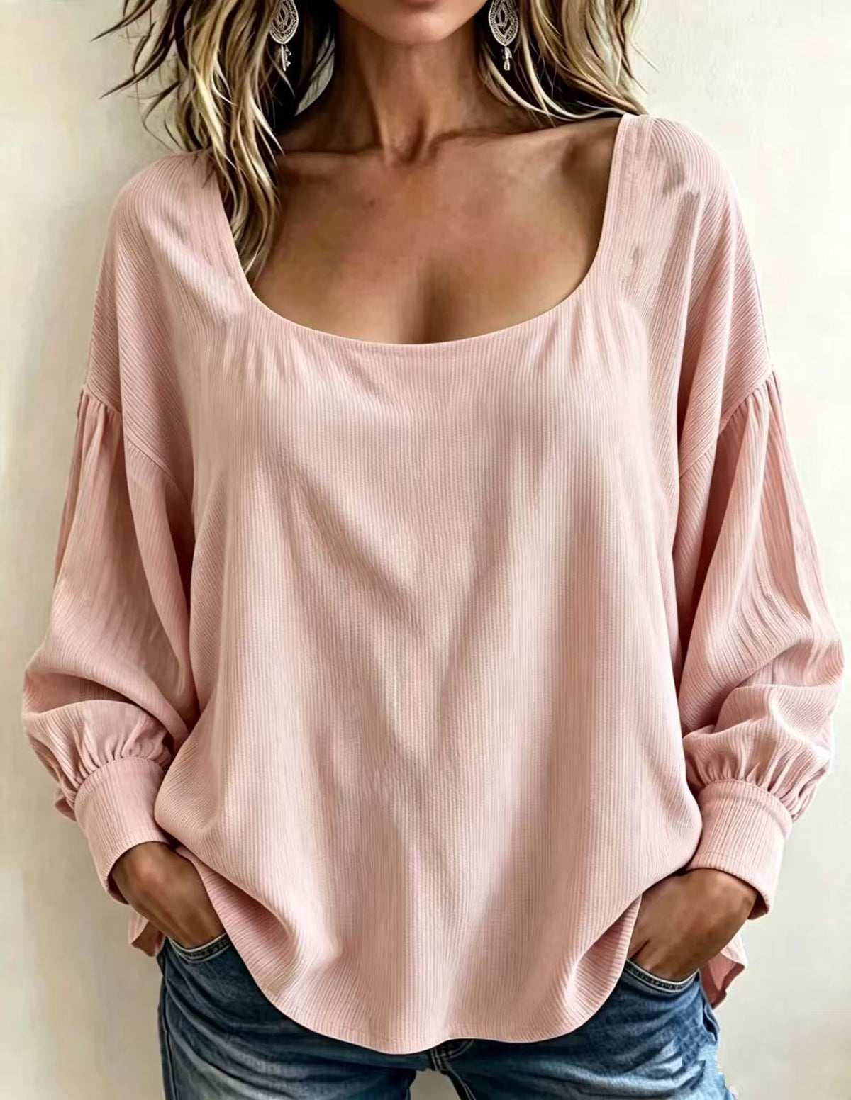 trending-2026-square-neck-corduroy-long-sleeve-top-loose-shirt