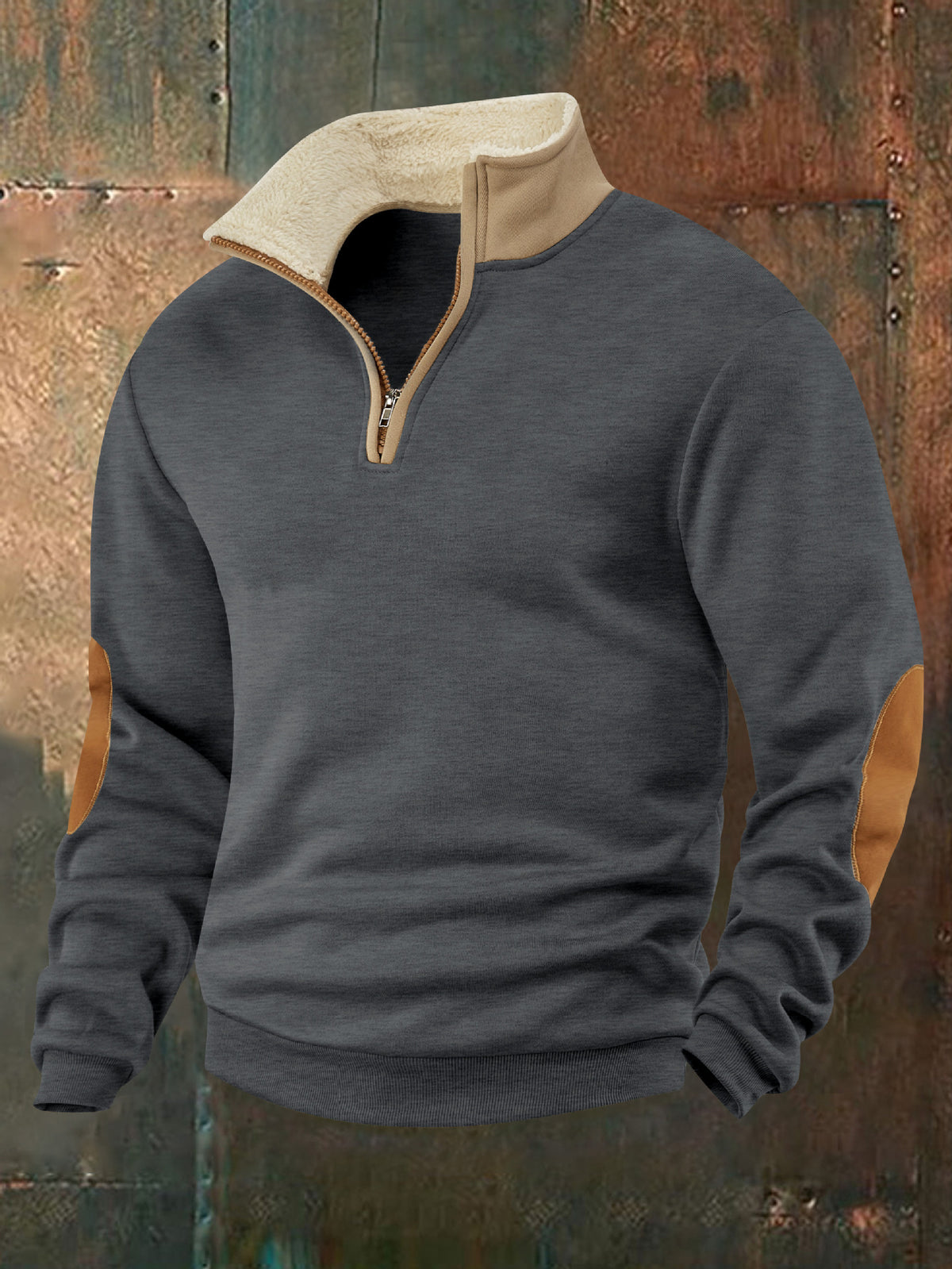 trending-2026-mens-retro-patchwork-elbow-patch-half-zip-fleece-sweatshirt