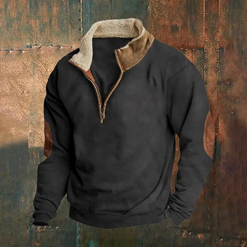 trending-2026-mens-retro-patchwork-elbow-patch-half-zip-fleece-sweatshirt