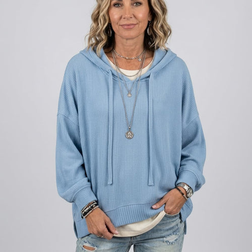 trending-2026-cozy-ribbed-knit-drawstring-hoodie-slit-hem-sweatshirt