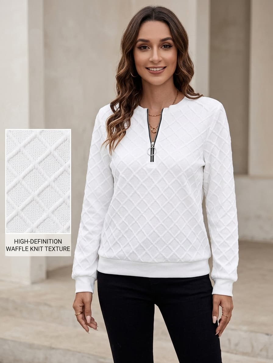 trending-2026-diamond-textured-quarter-zip-pullover-loungewear-top