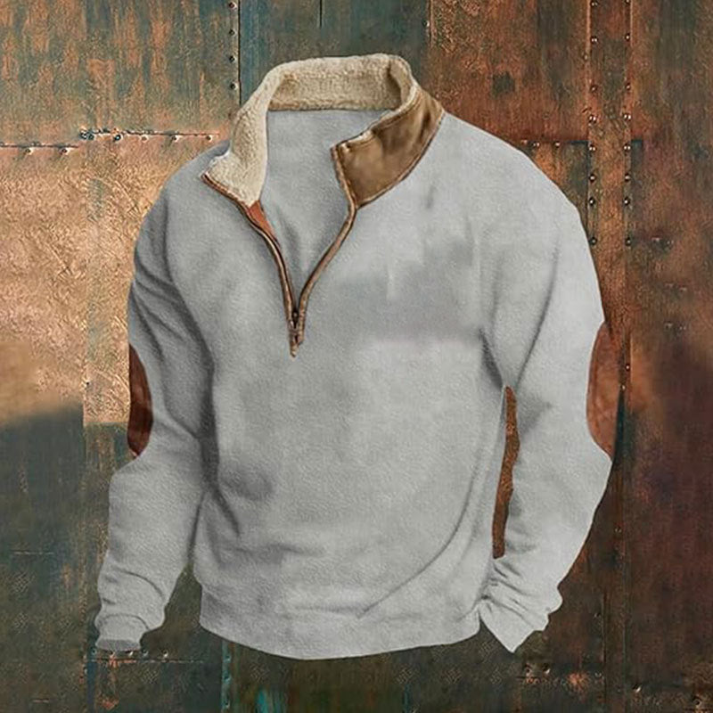trending-2026-mens-retro-patchwork-elbow-patch-half-zip-fleece-sweatshirt