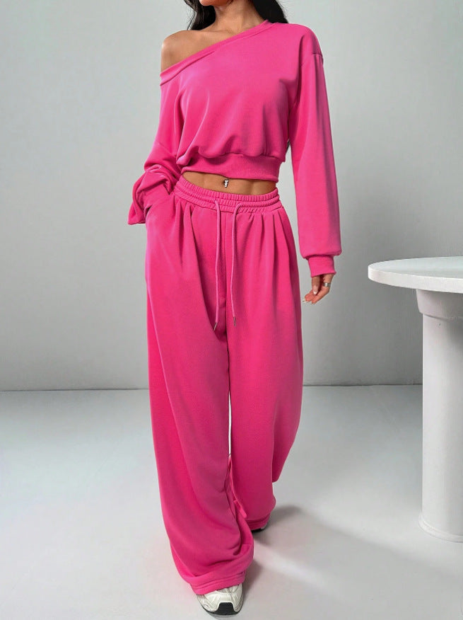trending-2026-one-shoulder-crop-sweatshirt-wide-leg-pants-set