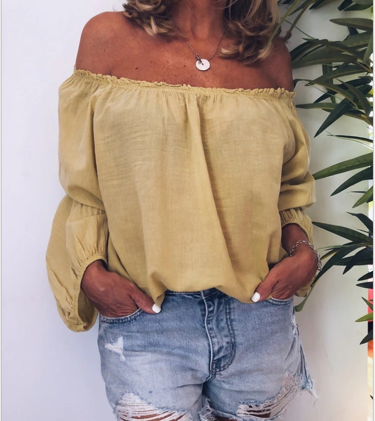 trending-2026-off-shoulder-crinkle-linen-blend-top-elastic-shirt
