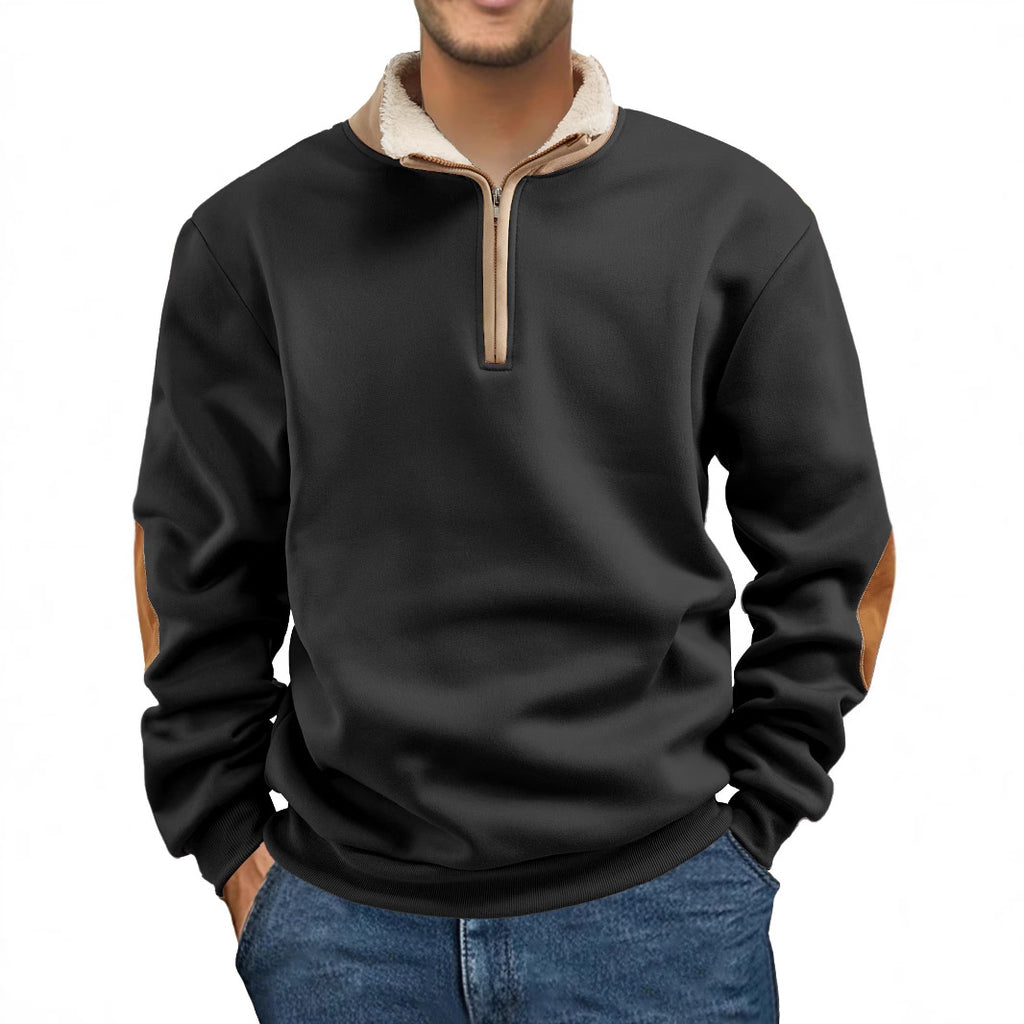 trending-2026-mens-retro-patchwork-elbow-patch-half-zip-fleece-sweatshirt